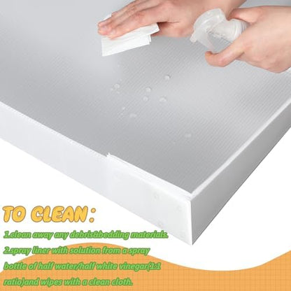 Wenqik 2 Pcs Guinea Pig Cage Liner Corrugated Plastic Base, White