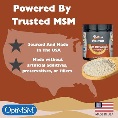 KALA HEALTH PeakTails Chicken Flavor MSM Powder for Dogs, US-Sourced, 1 lb