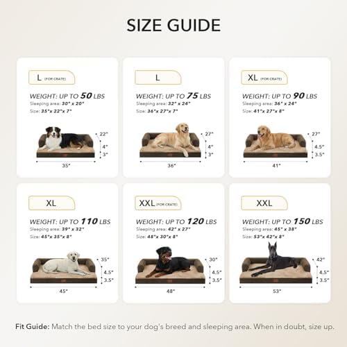 Waterproof Orthopedic Dog Bed for Extra Large Dogs, 45x35in, Brown