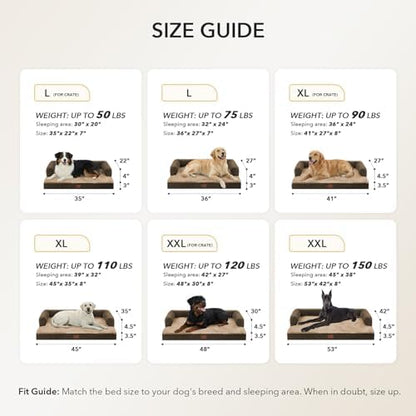 Waterproof Orthopedic Dog Bed for Extra Large Dogs, 45x35in, Brown