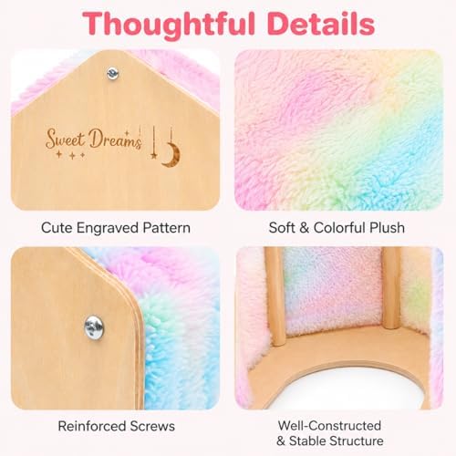 Guinea Pig Hideout House, Tie Dye Plush Small Animal Hideaway Shelter with Wooden Frame, Cozy Pet Bed for Guinea Pigs, Hamsters, Hedgehogs, Chinchillas, Rats and Small Pets