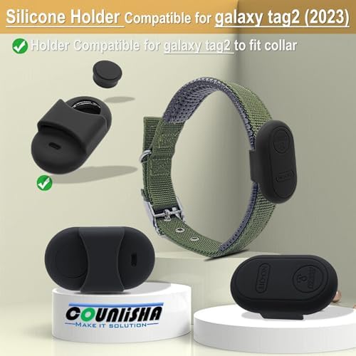 Silicone Holder for Samsung Galaxy smarttag2 for Dog Collar (Black,2 Packs)