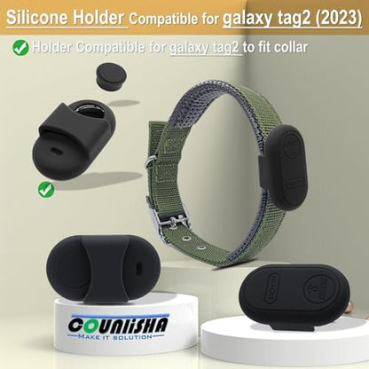 Silicone Holder for Samsung Galaxy smarttag2 for Dog Collar (Black,2 Packs)
