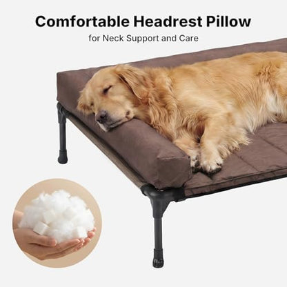 Veehoo Outdoor Elevated Dog Bed with Waterproof Bolster Cushion, Cooling