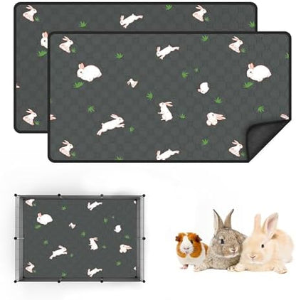 Guinea Pig Cage Liner, Reusable Guinea Pig Bedding Washable Absorbent Pee Pads for Dogs Kitten Rabbit Chinchilla Hamster, Leakproof & Anti Slip (2, C&C 2*3, 24"x36")