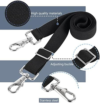 Premium Horse Blanket Sheet Leg Straps, Replacement Stretchy Belly Strap with Double Swivel Snaps, Adjustable Length from 24 to 42 Inch Black(2 Pcs)