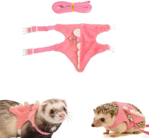 Small Animal Harness and Leash Set, Adjustable Escape Proof Ferret Harness Vest for Adult Ferret, Meerkat, King Squirrel & Fancy Rat, Soft Comfortable Pet Walking Harness with Leash