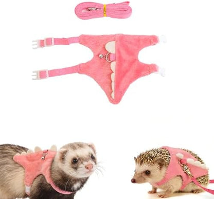 Small Animal Harness and Leash Set, Adjustable Escape Proof Ferret Harness Vest for Adult Ferret, Meerkat, King Squirrel & Fancy Rat, Soft Comfortable Pet Walking Harness with Leash