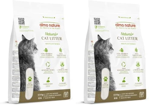 Natural Unscented Cat Litter - 10 lbs - Plant-Based, Clumping, Biodegradable, Non-Toxic, Compostable, Eco-Friendly, Odor Control, Low Dust, Safe for Cats & Kittens. (Pack of 2)