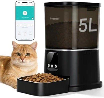 Automatic Cat Feeders with App Control, 5L/28 Cups Smart Pet Feeder