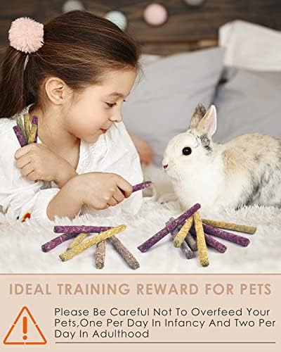 Bissap 108PCS Rabbit Chew Sticks, Mixed Natural Flower Rose Chrysanthemum and Forget-me-not Chew Toys Treats for Rabbit Bunny Chinchilla Guinea Pig Hamster and Other Small Animals Molar Snacks