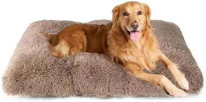 EHEYCIGA Fluffy Dog Crate Bed, Plush Extra Large Dog Pillow, Camel