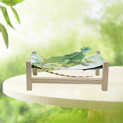 Bearded Dragon Bed, Wooden Reptile Sleeping Hammock, Bearded Dragon Tank Accessories, Habitat Accessories for Leopard Gecko Snake Lizard or Other Small Animal (Green 2, Small)