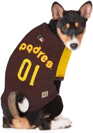MLB SAN Diego Padres Vintage Throwback Jersey for Dogs & Cats in Team Color. Comfortable Polycotton Material, Small