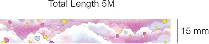 allydrew Washi Masking Tape, 15mm x 5M, Pink Clouds