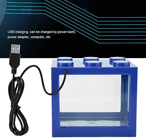 Small Fish, Acrylic Mini Fish Desktop Mini Aquarium Bowl for Goldfish Aquarium Starter Kits with USB LED Light Office Tea Table Decor