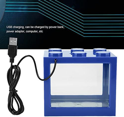 Small Fish, Acrylic Mini Fish Desktop Mini Aquarium Bowl for Goldfish Aquarium Starter Kits with USB LED Light Office Tea Table Decor