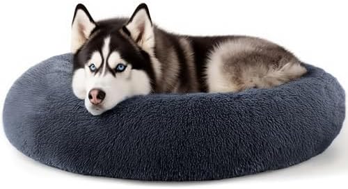 Extra Large Dog Beds, 36in Human Dog Anxiety Relief Comfort Bed (Dark Grey)