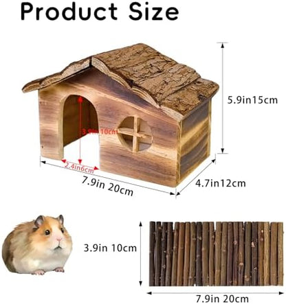 Large Wooden Hamster Hideout House for Gerbils Mouse Mice Syrian Hamster