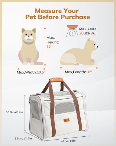 Morpilot Pet Carrier for Large Cats, Puppies & Small Dogs Up to 25lbs