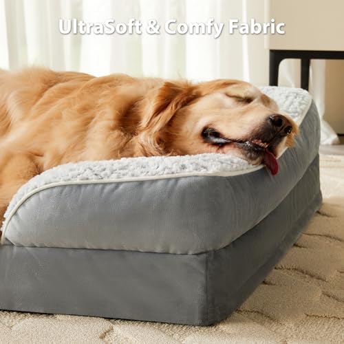 LEXTRO Orthopedic Dog Beds for Large Dogs, Comfy Washable Dog Couch Bed