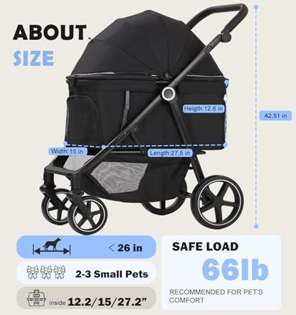 Dog Stroller for Medium Large Dogs up to 66lbs Portable&Foldable