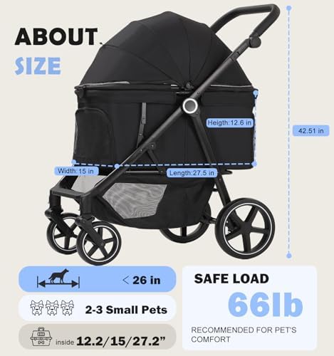 Dog Stroller for Medium Large Dogs up to 66lbs Portable&Foldable