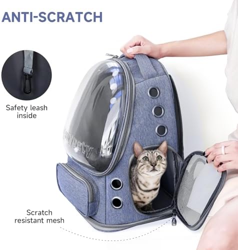 Cawypety Cat Backpack Carrier Large Space Bubble Backpack up to 12lbs Blue