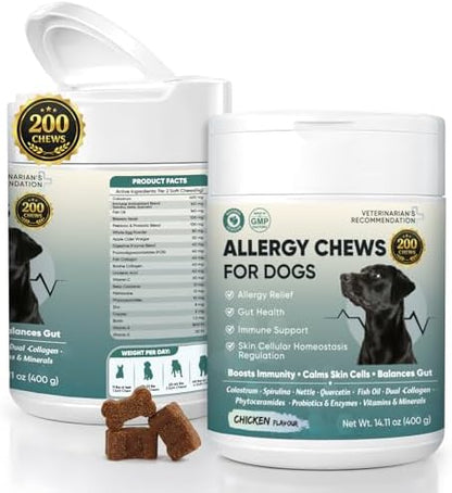Dog Allergy Chews 200ct - Dog Allergy Itching Skin Paws Immune Relief Bites
