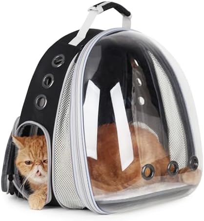 Lollimeow Cat Carrier Backpack, Expandable Bubble Pet Carrier for Cats and Small Dogs, Airline Approved Travel Backpack for Hiking, Walking & Outdoor Adventures - Supports up to 16 lbs