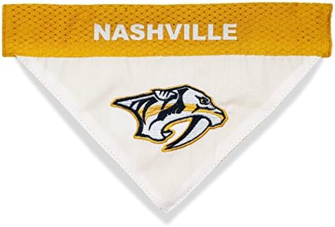 Pets First NHL Nashville Predators Dog & Cat Bandana, Large/X-Large. Officially Licensed, Reversible, Mesh & Polycotton, Yellow, 2 Count, Medium Size, Sports Fan, Birthday, Halloween