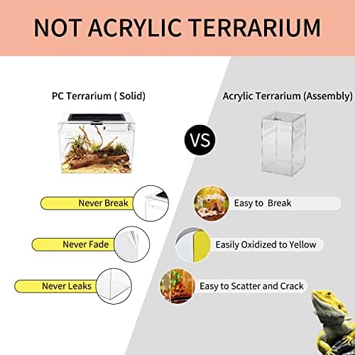 Reptile Growth Mini Reptile Terrarium,12" x 7"x 9" Reptile Tank with Full View Visually Appealing，for Insect，Fish，Tarantula，Hermit crab，Jumping spider，Iguana，Tortoise，Leopard Gecko，Frog，Bearded dragon