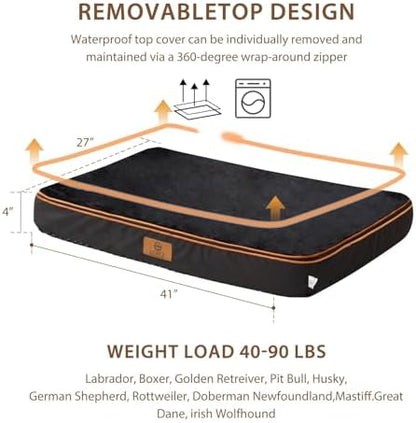 LIORCE Memory Foam XL Dog Bed - 4” Thick Orthopedic Beds for Extra Large Dogs - Waterproof Dog Bed with Removable Washable Cover & Wrap-Around Zipper - Ultimate Comfort and Easy Maintenance