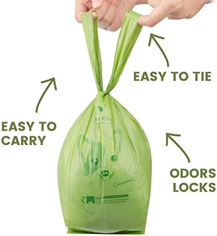 SUPERBIO Handle Tie Dog Poop Bags, 12 Rolls, 180 Bags