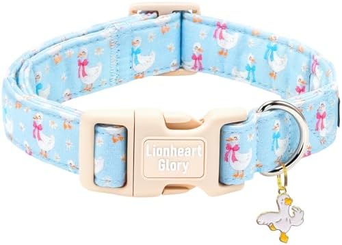 Lionheart glory Dog Collar - Spring Cute Dog Collars Sturdy Adjustable Soft Collar Blue Ducky Pattern for Small Dogs Puppy Male Female Holiday Pet Collars