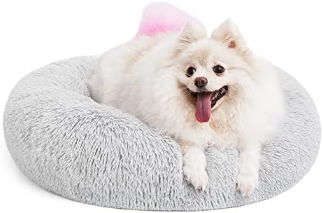 MIXJOY Orthopedic Dog Bed Comfortable Donut Cuddler Round Pet Beds Ultra Soft Washable Dog and Cat Cushion (20''/23''/30'') (23'', Grey)