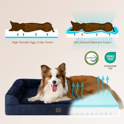 EHEYCIGA Orthopedic Dog Bed Medium Size, Memory Foam Dog Bed, Navy Blue