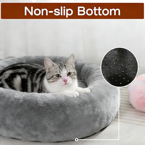 Soft Cat Bed, Cat Beds for Indoor Cats, Calming Nest, Self Warming Cave, Plush Cozy Pod for Indoor Kitten or Small Dogs, Kitty Bed with Non-Slip Bottom