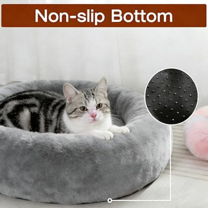 Soft Cat Bed, Cat Beds for Indoor Cats, Calming Nest, Self Warming Cave, Plush Cozy Pod for Indoor Kitten or Small Dogs, Kitty Bed with Non-Slip Bottom