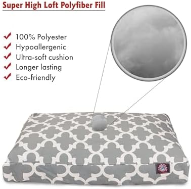 Majestic Pet Rectangular Dog Bed, X-Large, 50x42x5 in, Washable, Gray