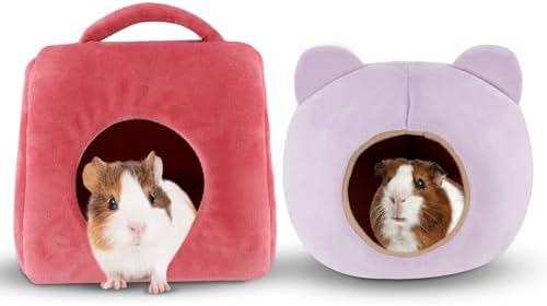YUEPET Guinea Pig Bed 2 Pack, Washable Guinea Pig Cage Accessories Small Animal Bed Hideout for Guinea Pigs Chinchillas Hamsters Hedgehogs (Handbag and Bear)