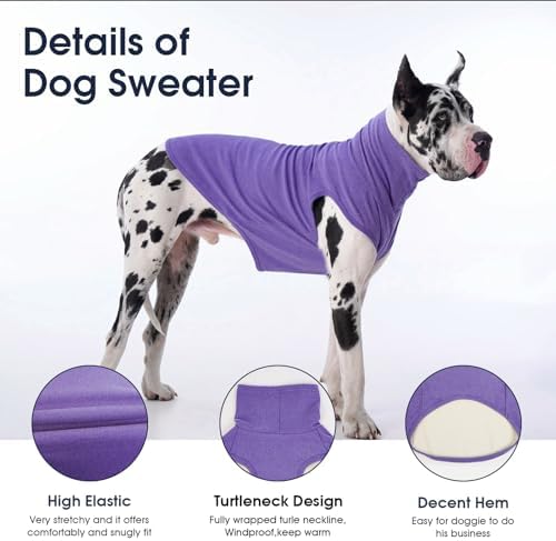 IECOii Small Dog Sweater,Stretch Fleece Vest - Purple, Medium