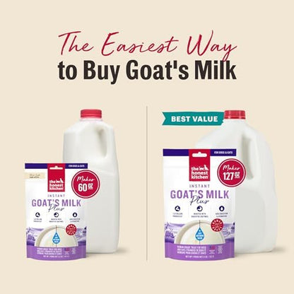 The Honest Kitchen Instant Goat’s Milk with Probiotics for Dogs and Cats, Human Grade Powder Drink Mix, Digestive Health Support, Food Topper or Treat, Just Add Water, 5.2 oz Pouch Makes 60 oz