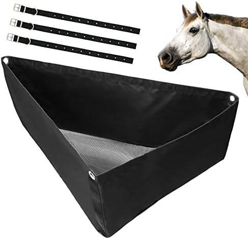 Corner Hay Feeder Bag with Mesh Bottom & Snaps for Horse Trailer