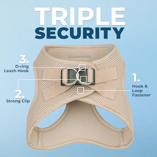 Best Pet Supplies Voyager Step-in Air All Weather Mesh Harness and Reflective Dog 5ft Leash Combo with Neoprene Handle, for Small, Medium and Large Breed Puppies - Khaki, XL