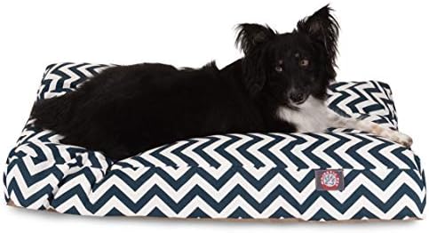 Majestic Pet Rectangular Dog Bed, Large, 44x36x5 in, Washable, Navy Blue