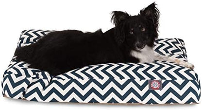 Majestic Pet Rectangular Dog Bed, Large, 44x36x5 in, Washable, Navy Blue