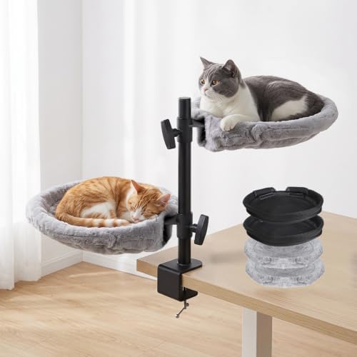 Topmart Double-Deck Cat Desk Bed with 360° Rotating & Adjustable Height