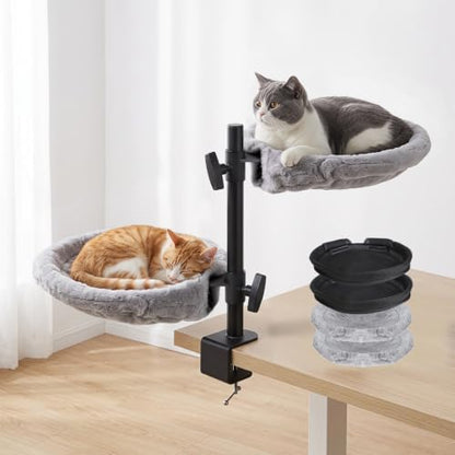Topmart Double-Deck Cat Desk Bed with 360° Rotating & Adjustable Height