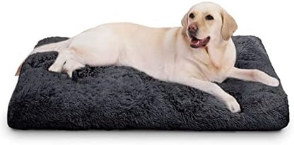 Large Dog Bed Crate Pad 36", Washable Plush Pet Mat Sleeping Dark Grey